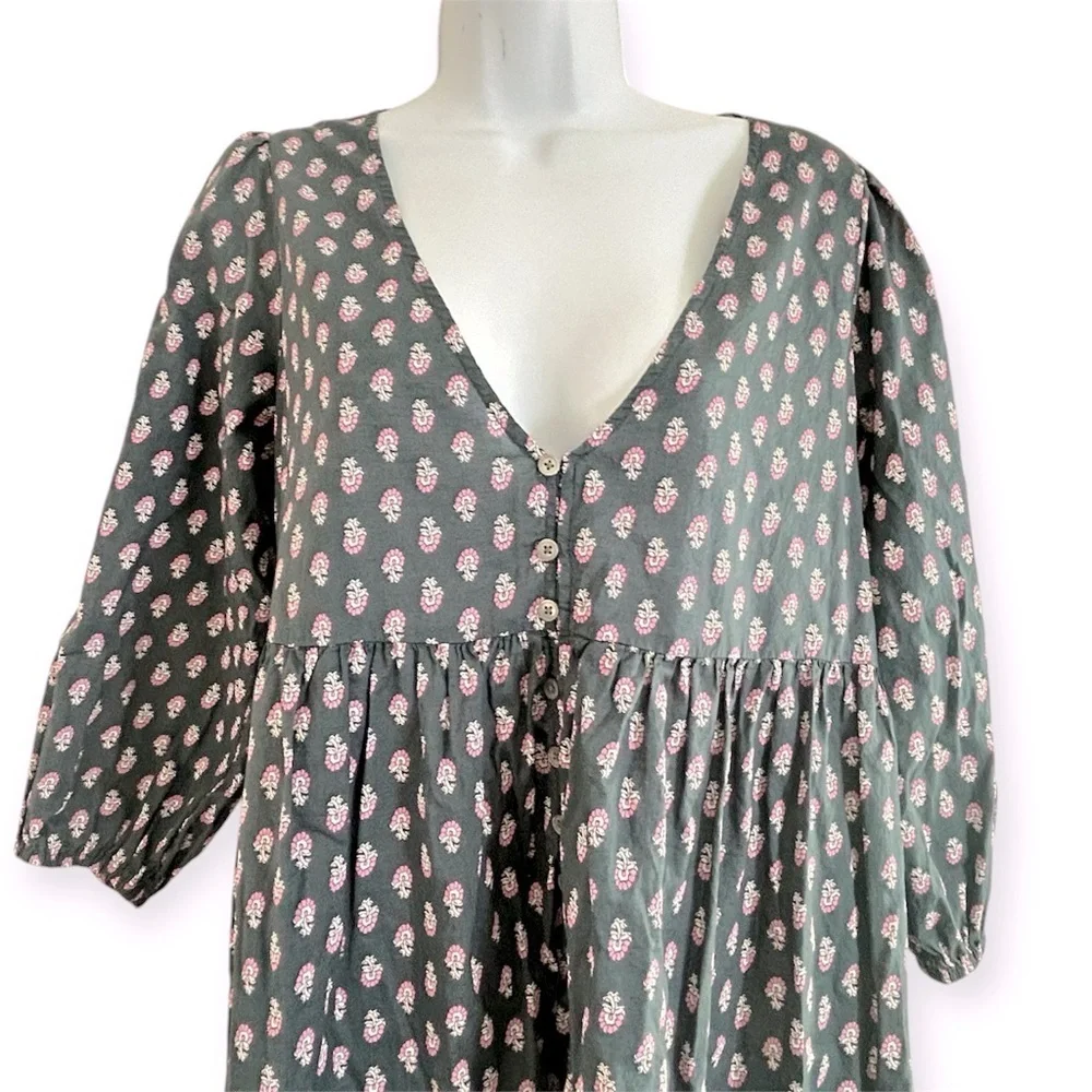 J CREW BEACHWEAR Organic Cotton A-line Floral Tiered Beach Dress Best Buds S